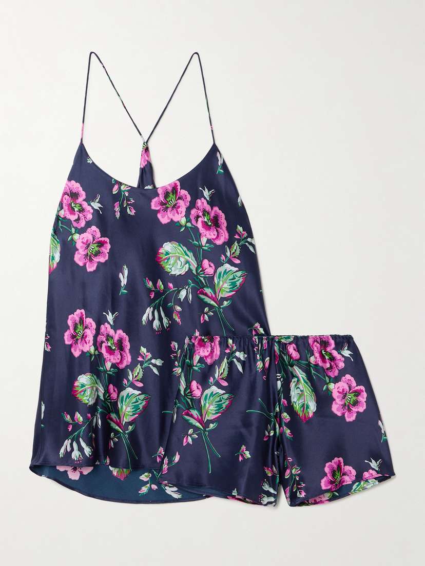 Olivia von Halle Bella Floral-print Silk-satin Pajama Set