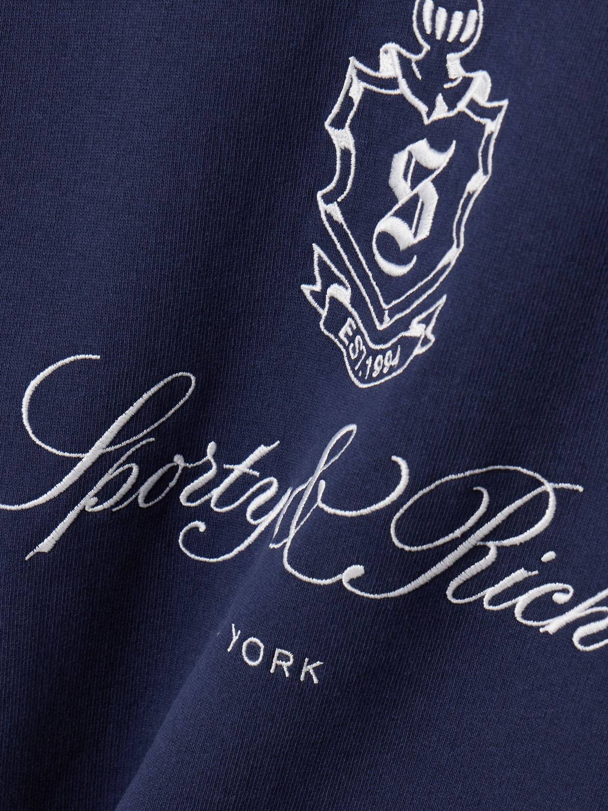 Sporty And Rich Womens Dark Navy Vendome Embroidered Crewneck Cotton-jersey Sweatshirt In Blue