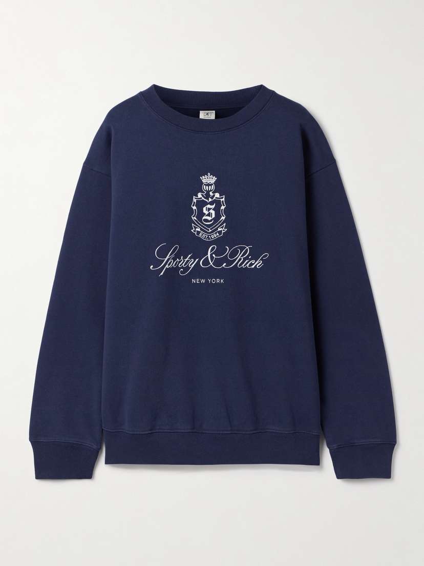 Sporty & Rich Vendome Embroidered Cotton-jersey Sweatshirt