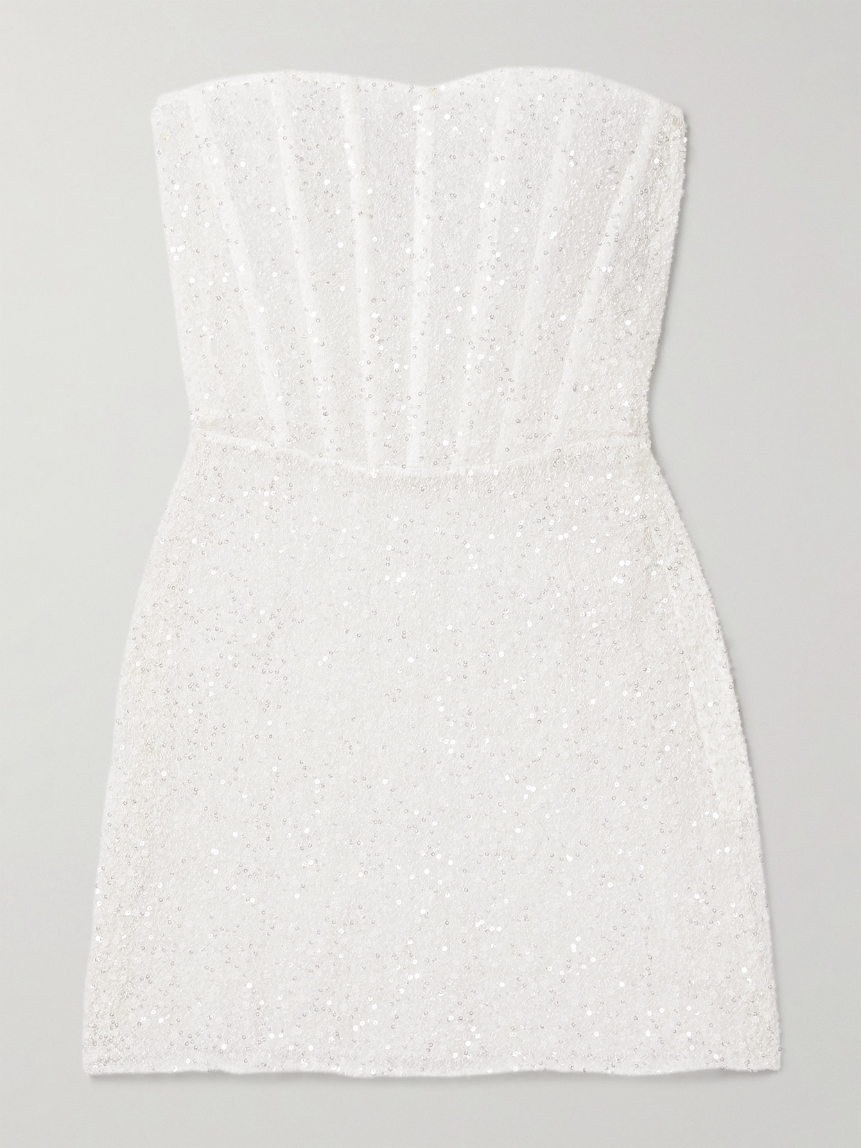 Shop Kiki De Montparnasse Ange Strapless Embellished Lace Mini Dress In Ivory
