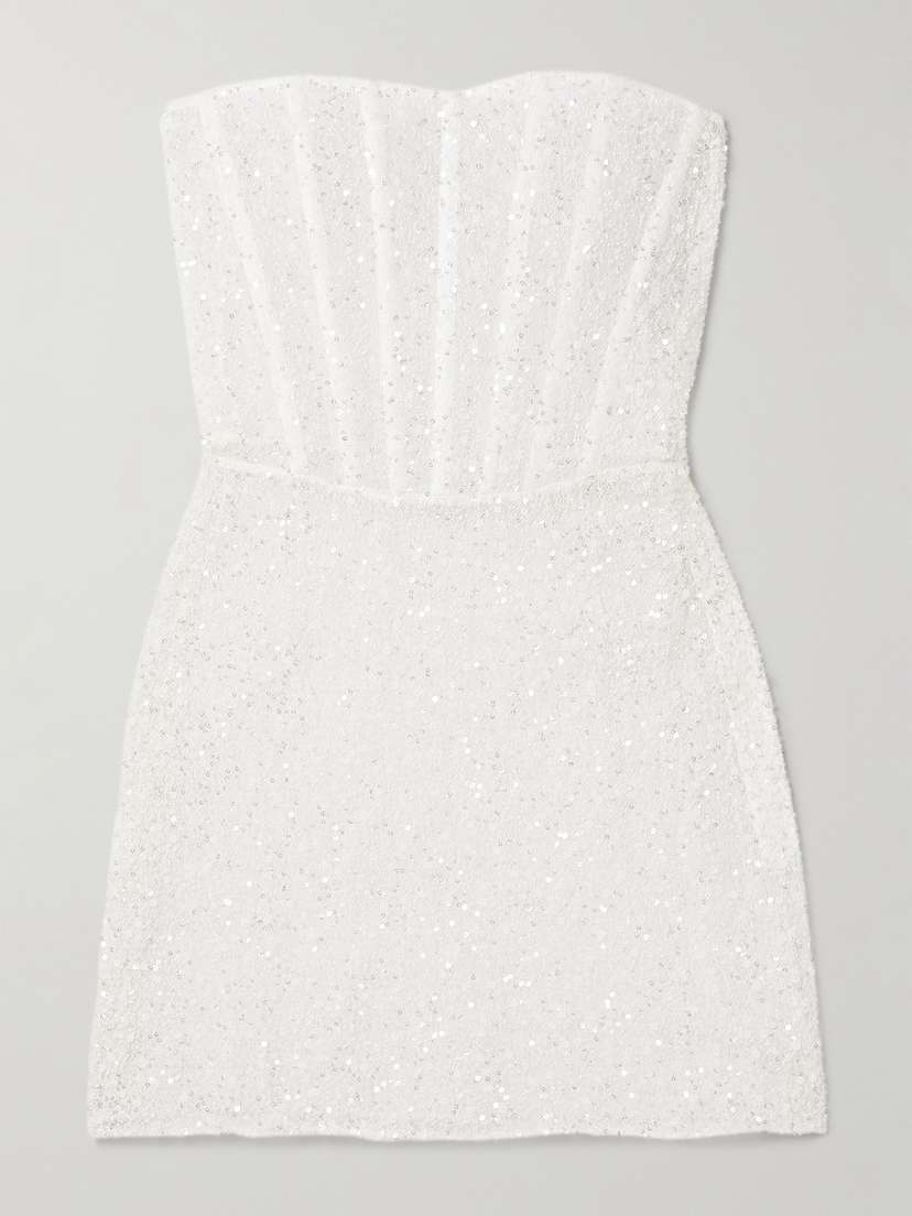 Kiki de Montparnasse Ange Strapless Embellished Lace Mini Dress