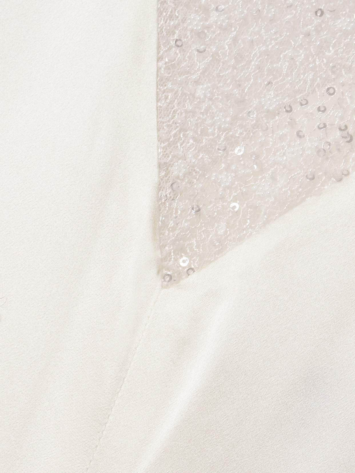 Shop Kiki De Montparnasse Ange Paneled Embellished Leavers Lace And Satin Gown In Ivory