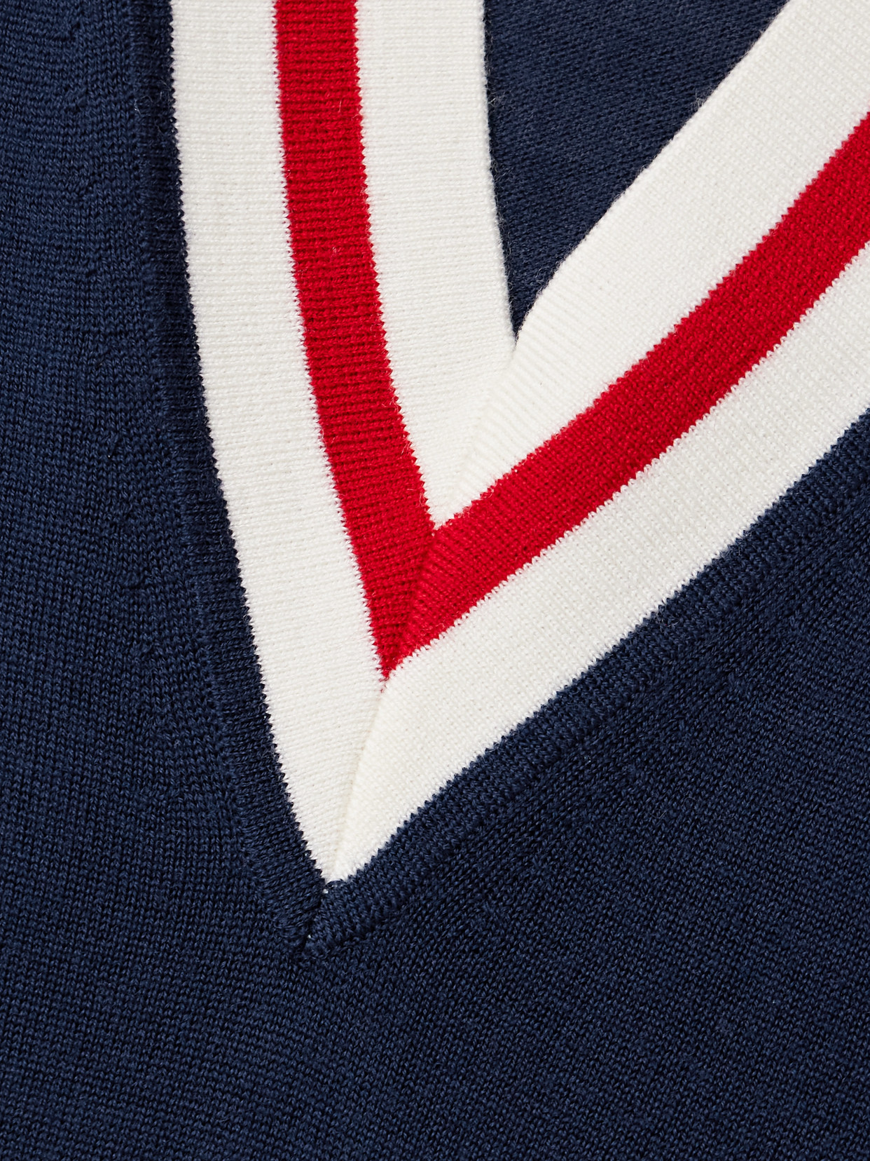 Sporty And Rich Embroidered Striped Merino Wool Sweater In Blue