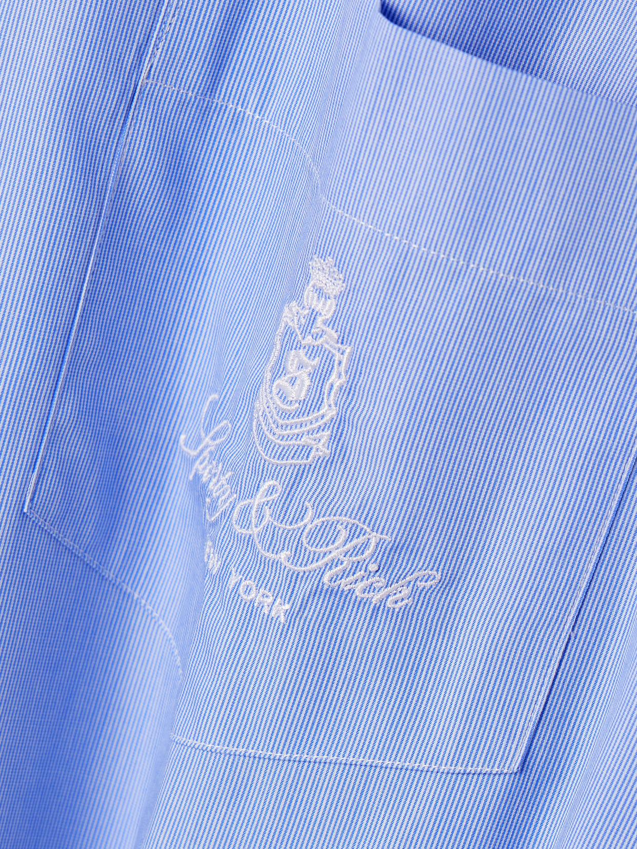 Sporty And Rich Vendome Oversized Embroidered Pinstriped Cotton-poplin Shirt In Blue