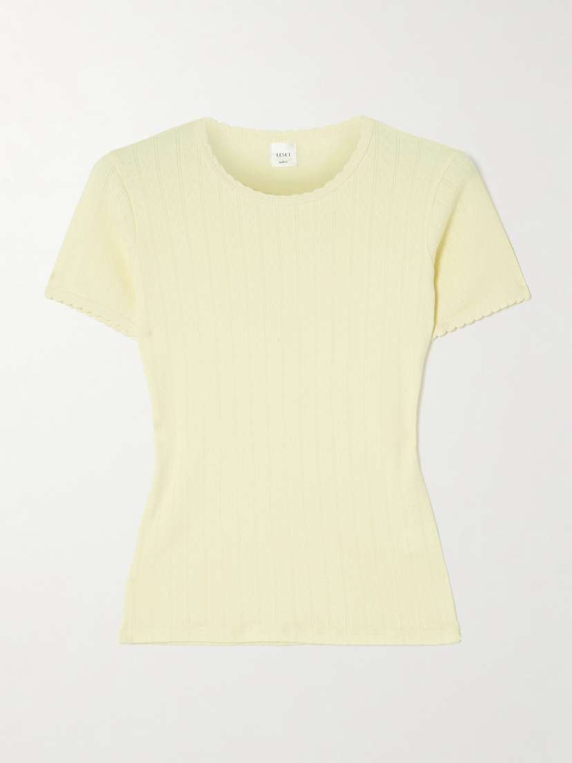 LESET Pointelle-knit Cotton T-shirt