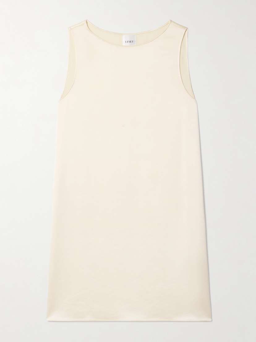 LESET Barb Hammered-satin Mini Dress