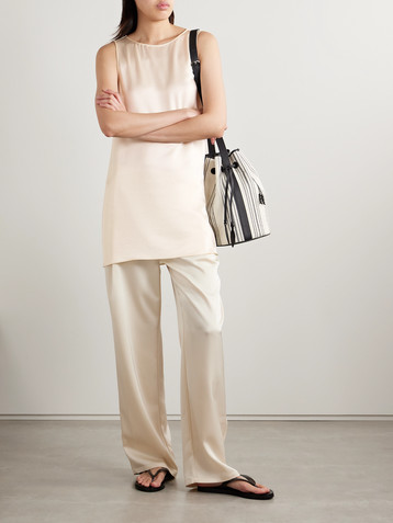 LESET Barb hammered-satin mini dress