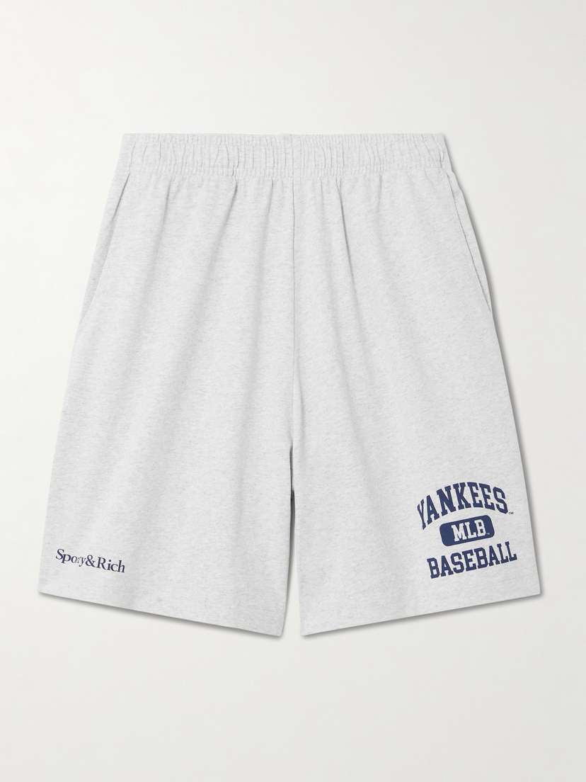 Sporty & Rich + New York Yankees Gym Printed Cotton-jersey Shorts