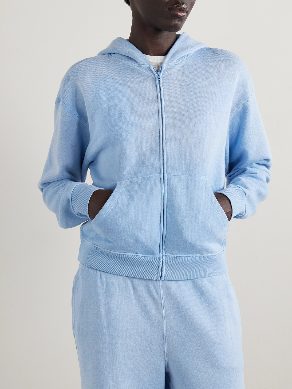 Skims French Terry Zip Up Hoodie In Blue