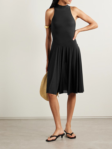 Skims Milky Sheer High Neck Midi Dress - Obsidian