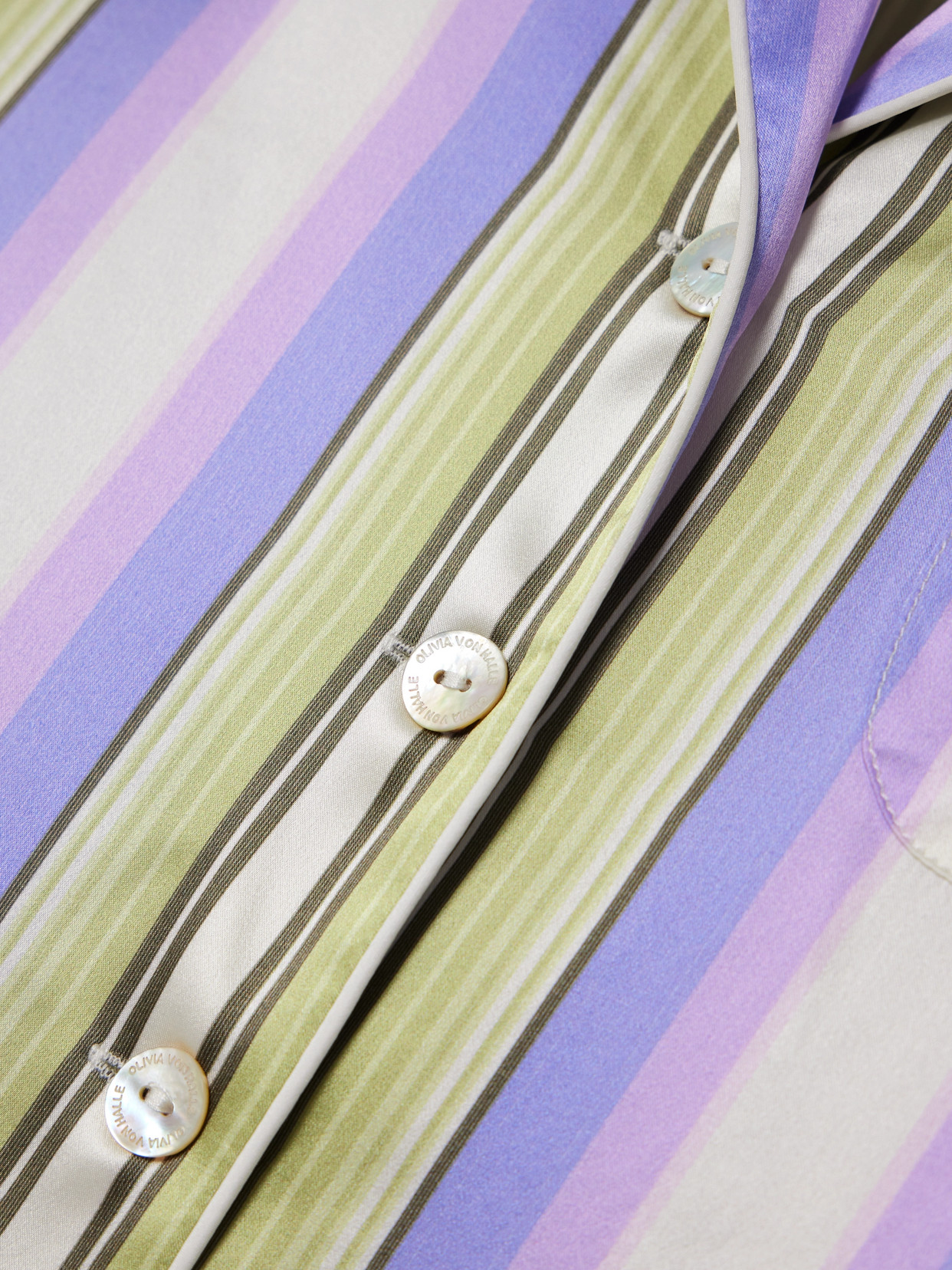 OLIVIA VON HALLE LILA STRIPED SILK-SATIN PAJAMA SET