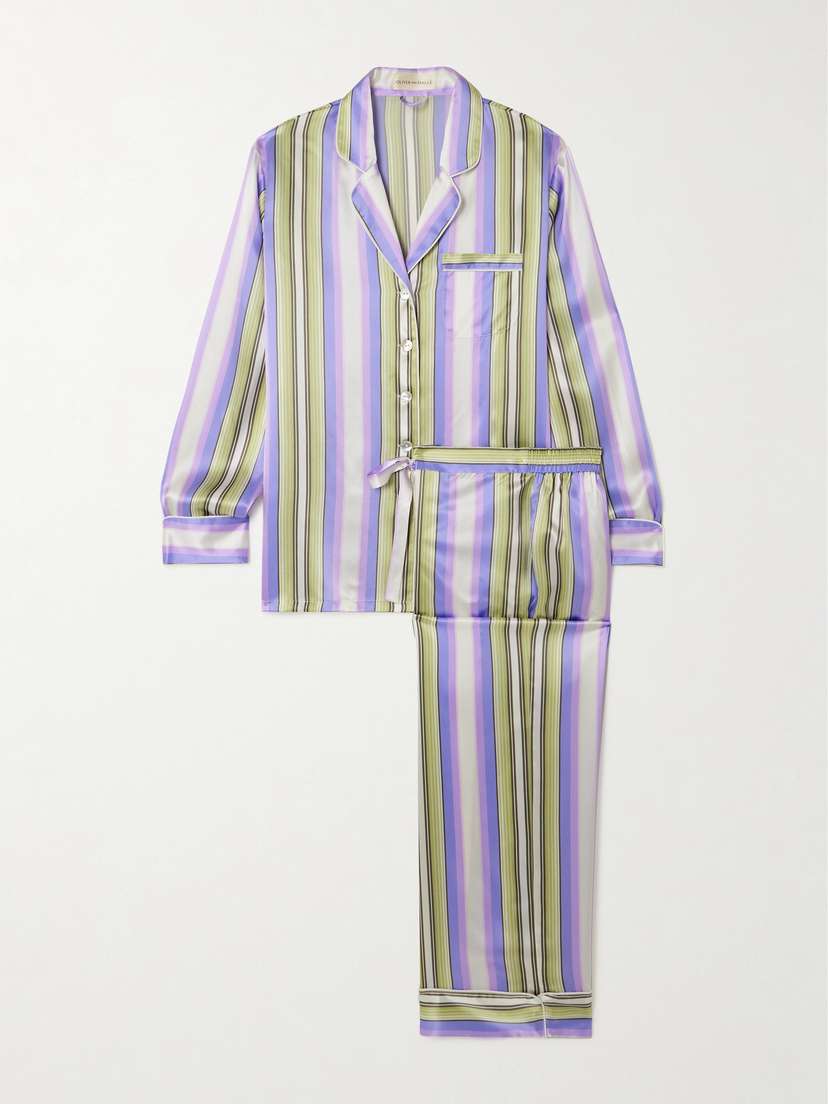 Olivia von Halle Lila Striped Silk-satin Pajama Set