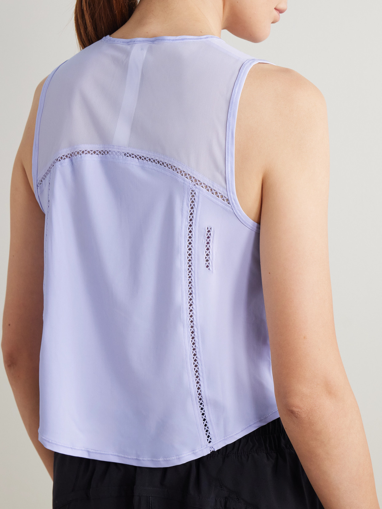 Sculpt Lace-Trimmed Stretch-Jersey And Mesh Tank