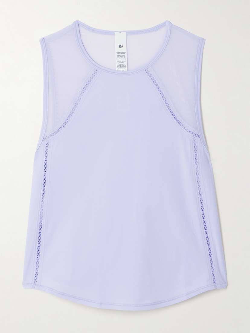 lululemon Sculpt Lace-trimmed Stretch-jersey And Mesh Tank