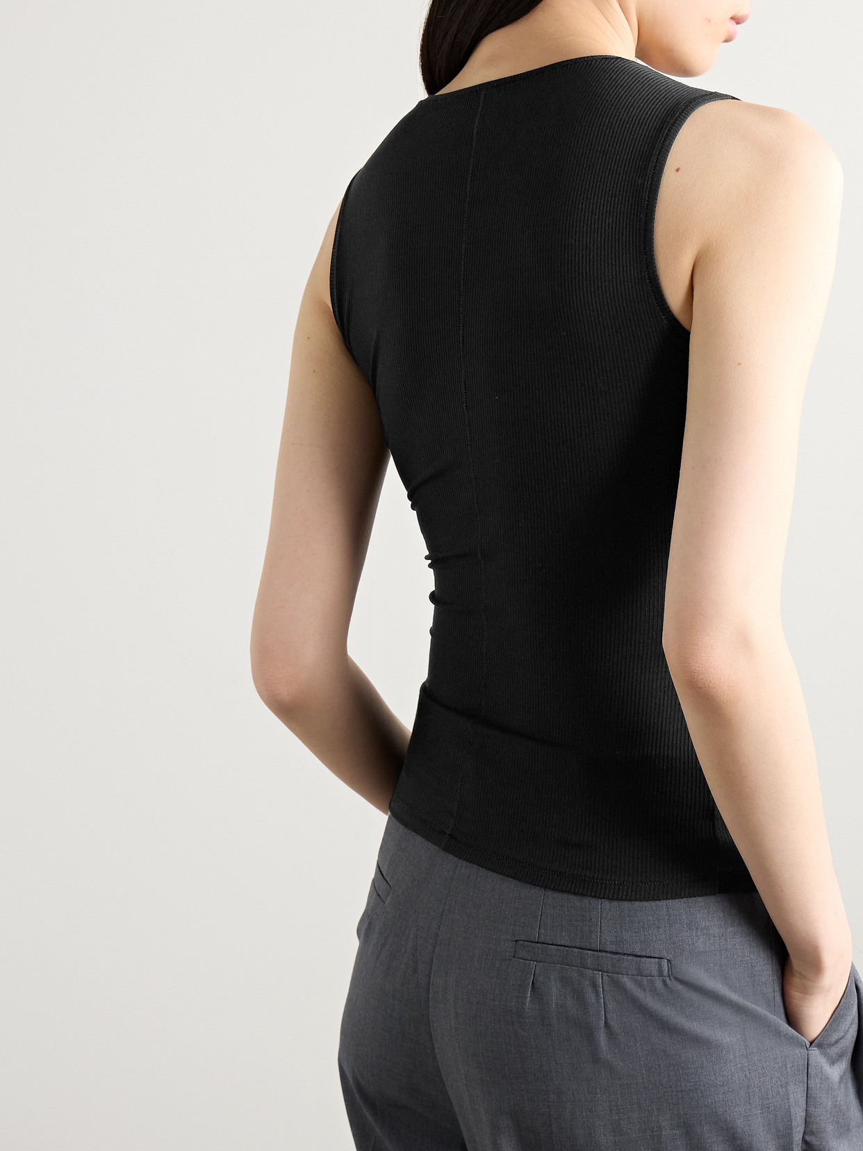 Skims Soft Lounge V-neck Tank Top In Black