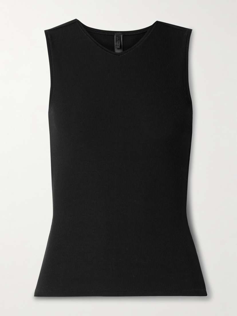 Skims Soft Lounge V-neck Tank - Onyx