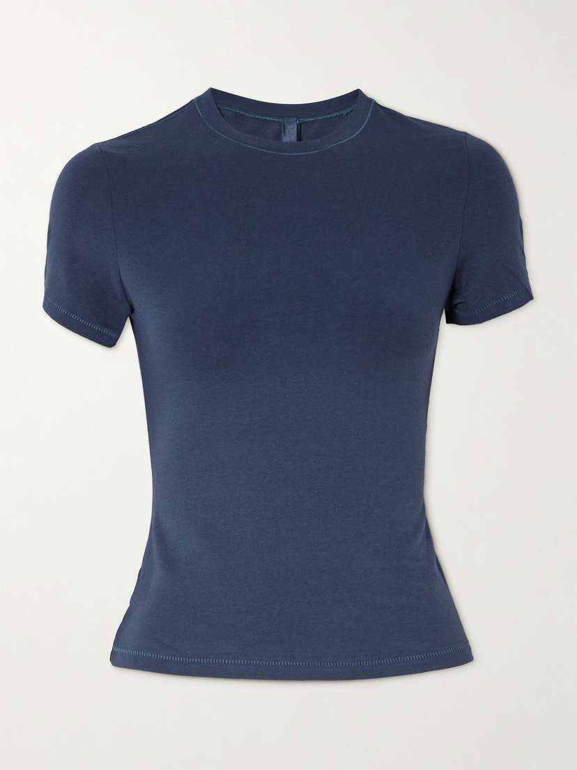 Skims Stretch-cotton Jersey T-shirt - Navy