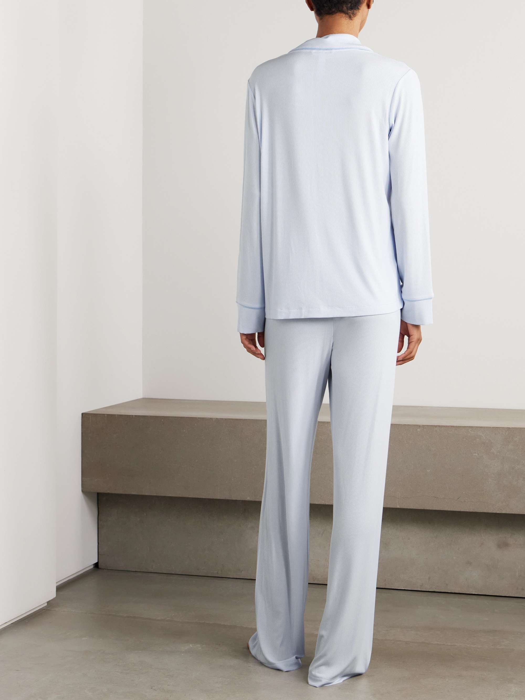 SKIMS Ribbed stretch-modal jersey lounge set - Heather Grey