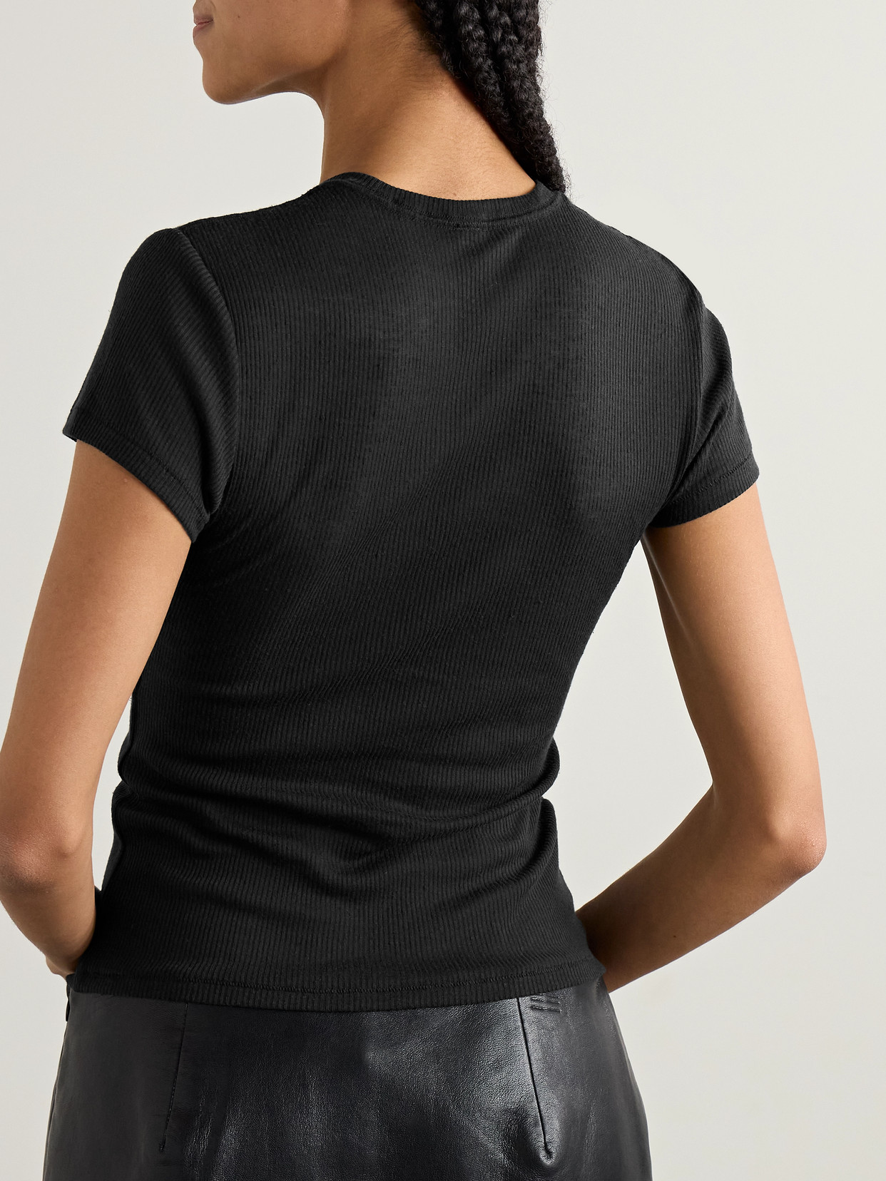 Skims Threadbare Crewneck Standard T-shirt In Black