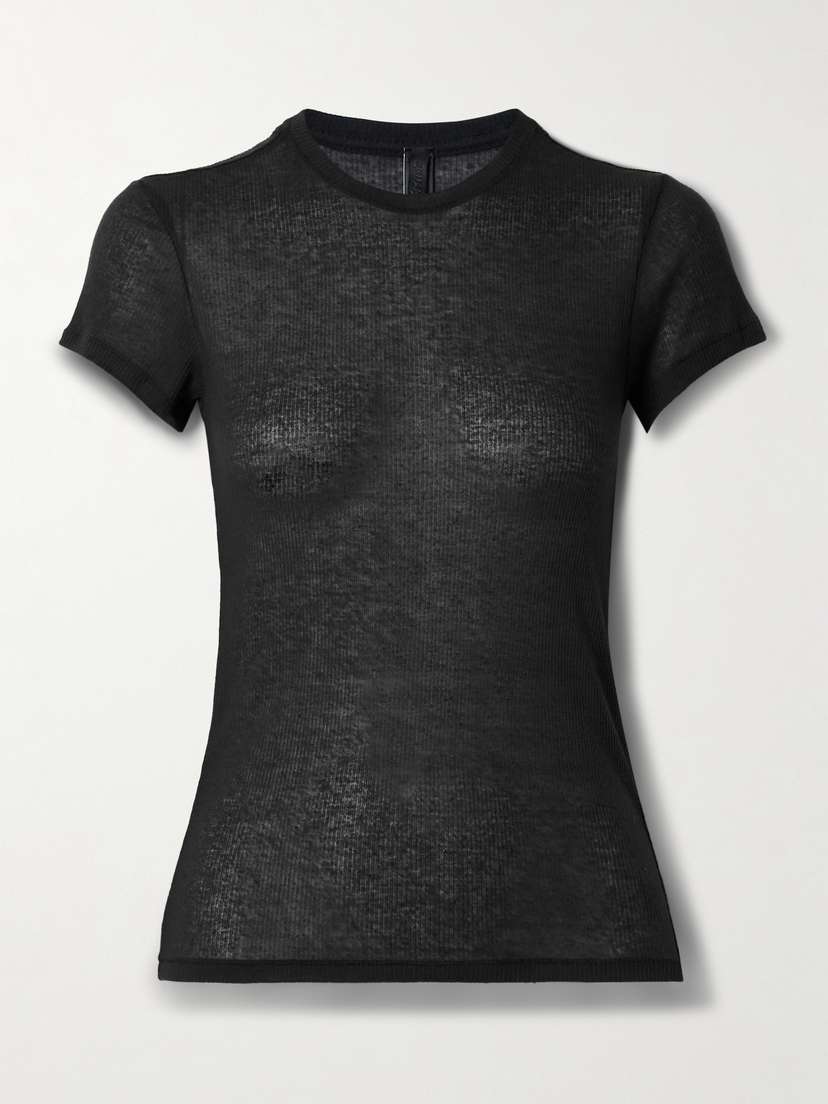 Skims Sheer Stretch-jersey T-shirt - Soot
