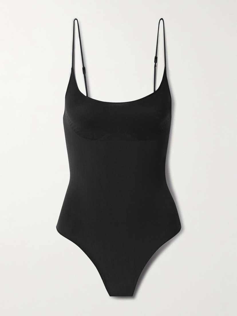 Skims Sheer Seamless Thong Bodysuit - Onyx