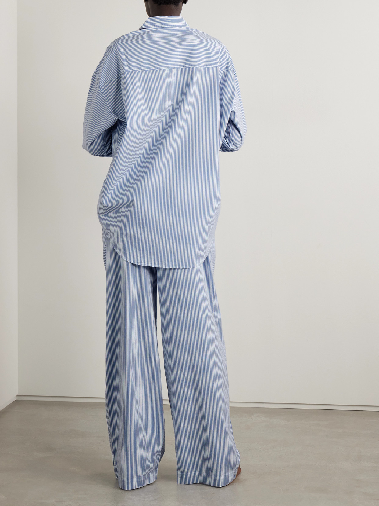 Skims Stretch-cotton Stripe Pyjama Set In Blue