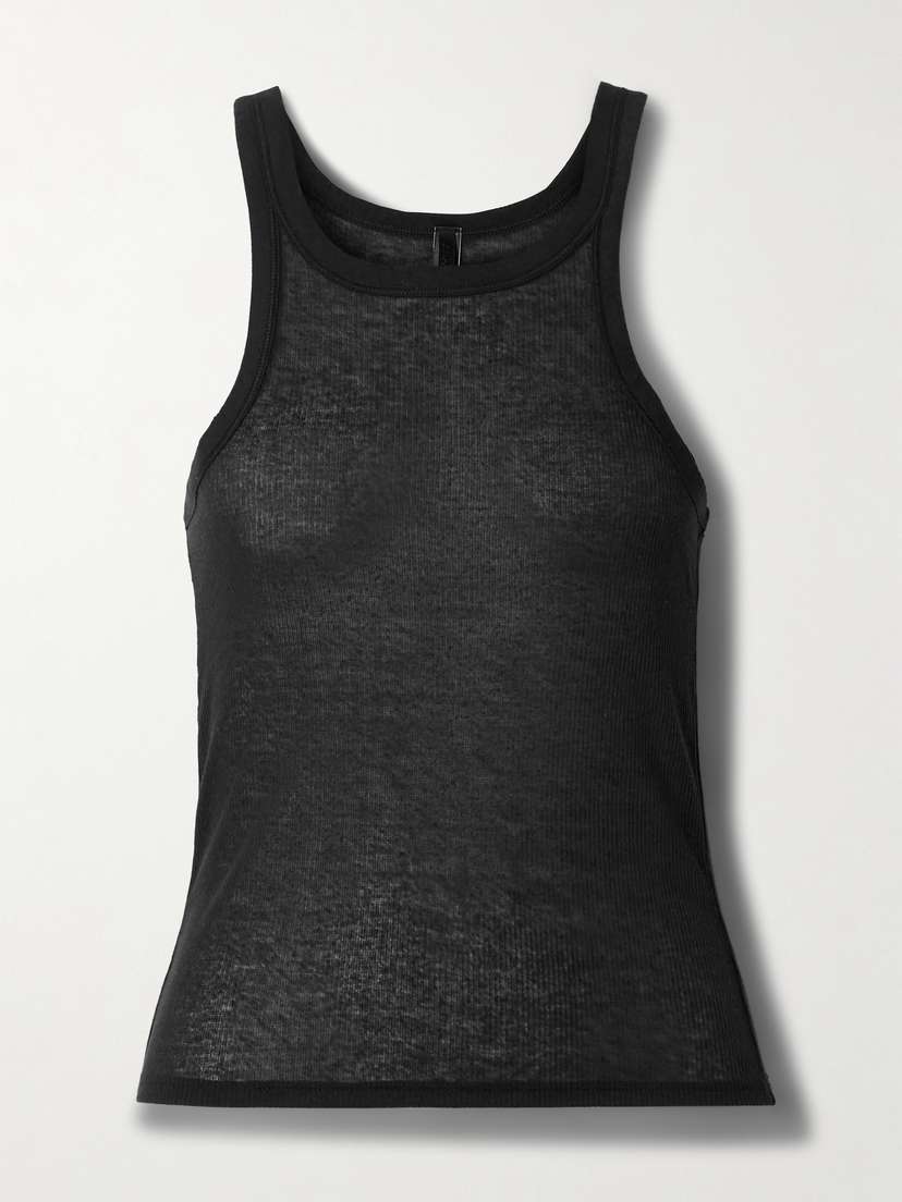 Skims Sheer Stretch-jersey Tank - Soot