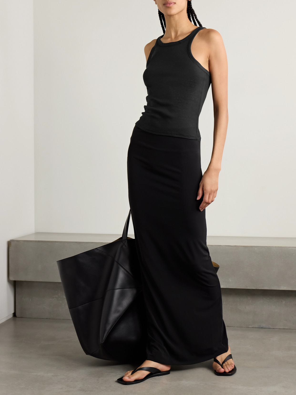 Skims Threadbare Tank In Black