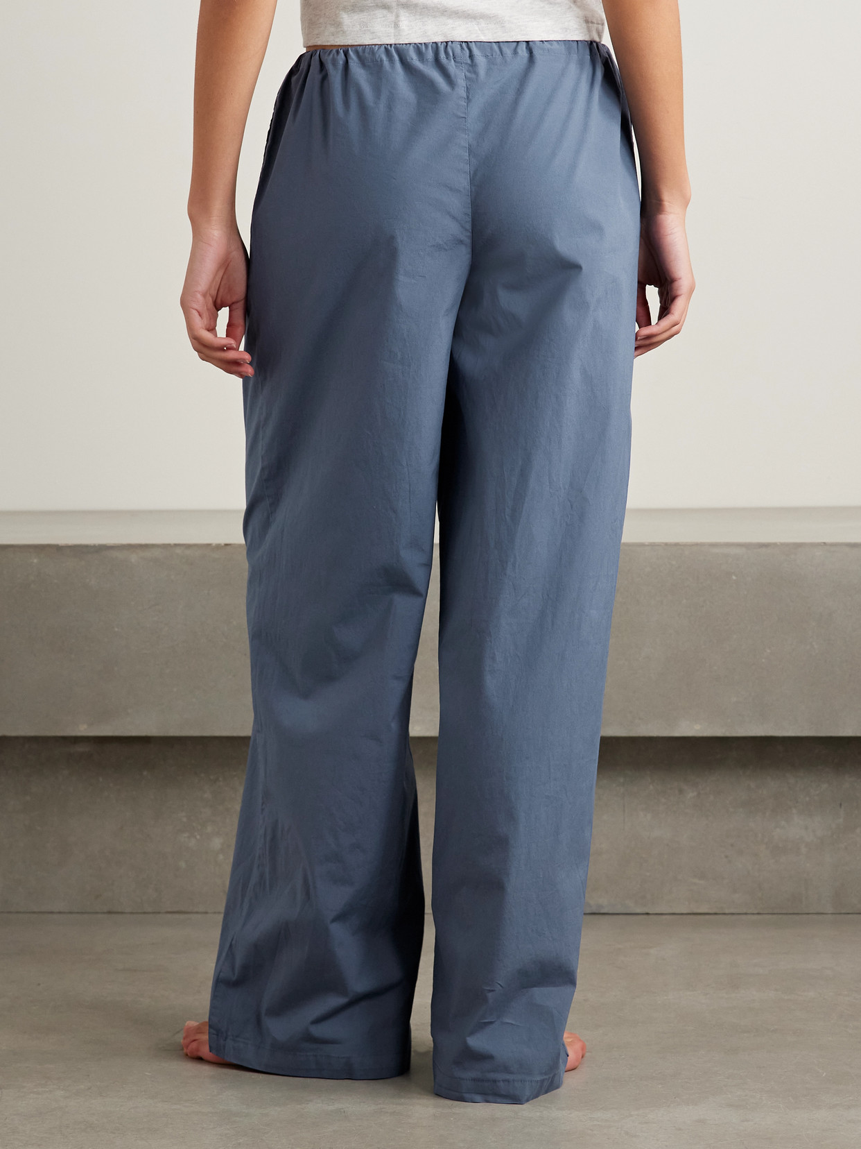 SKIMS COTTON-BLEND POPLIN WIDE-LEG PANTS