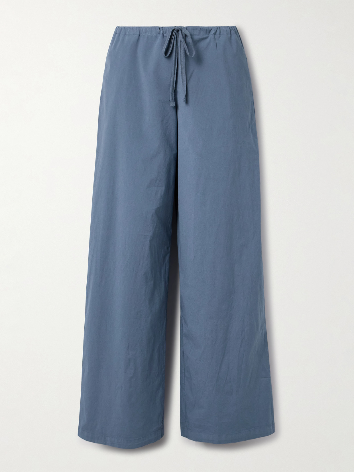 Skims Cotton-blend Poplin Wide-leg Pants In Blue