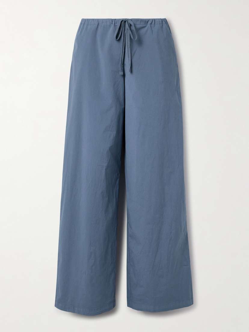 Skims Cotton-blend Poplin Wide-leg Pants - Harbor
