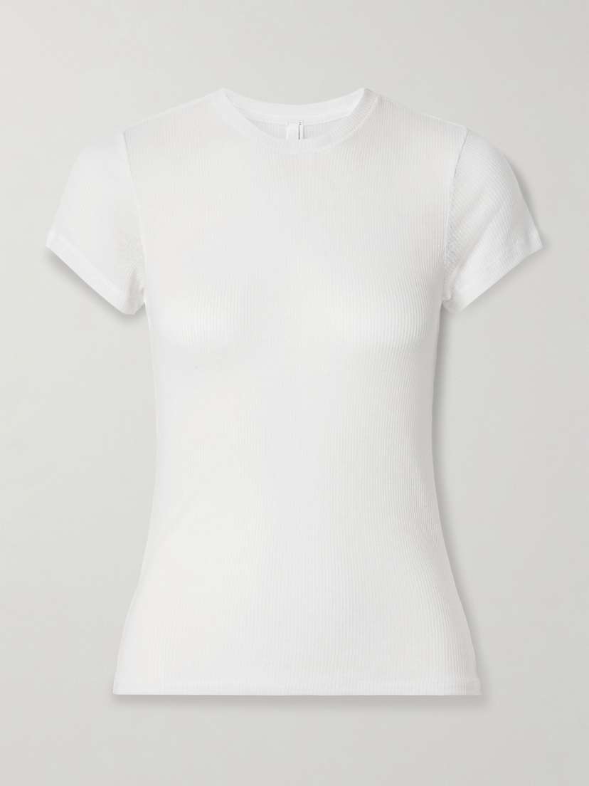 Skims Sheer Stretch-jersey T-shirt - Snow