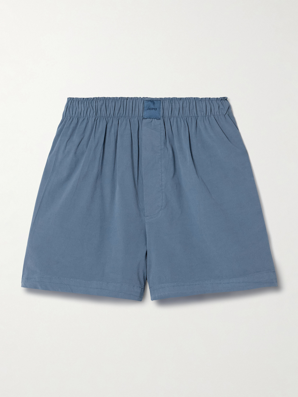 Skims Cotton-blend Poplin Boxers In Blue