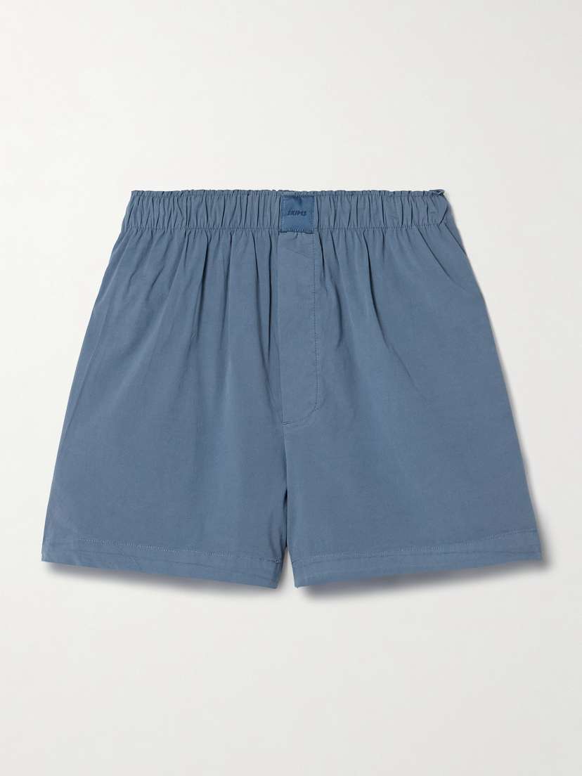 Skims Cotton-blend Poplin Boxers - Harbor