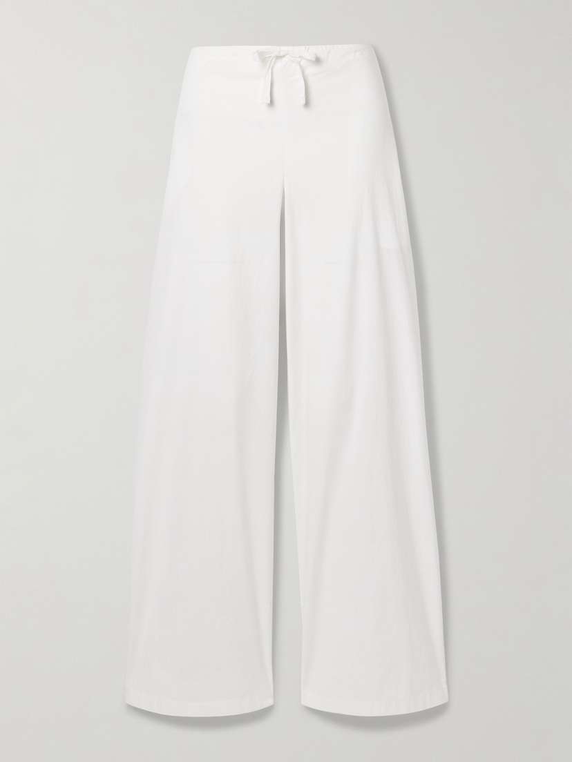 Skims Cotton-blend Poplin Wide-leg Pants - Snow