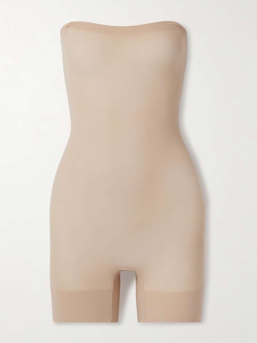 Skims Everyday Sculpt Strapless Shortie Bodysuit - Clay