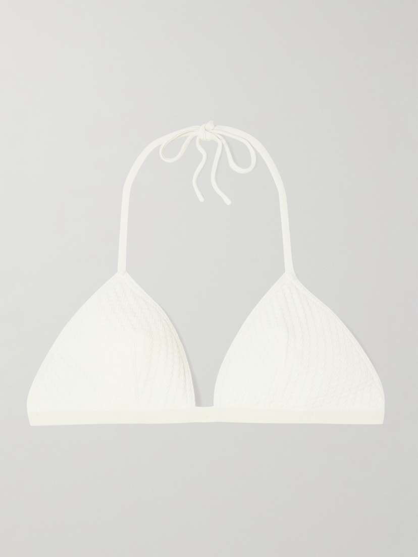 Eres The Vogue Extra Grosgrain-trimmed Jacquard Triangle Halterneck Bikini Top
