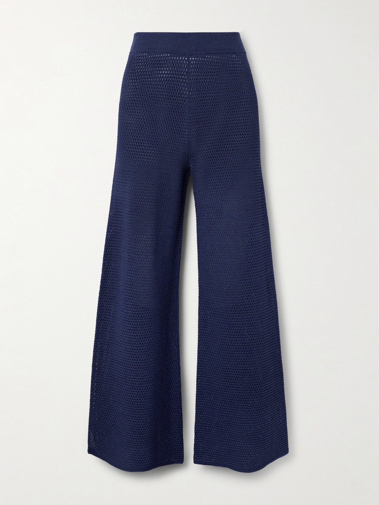 Eres Bayadere Goeland Open-knit Cotton-blend Wide-leg Pants In Blue