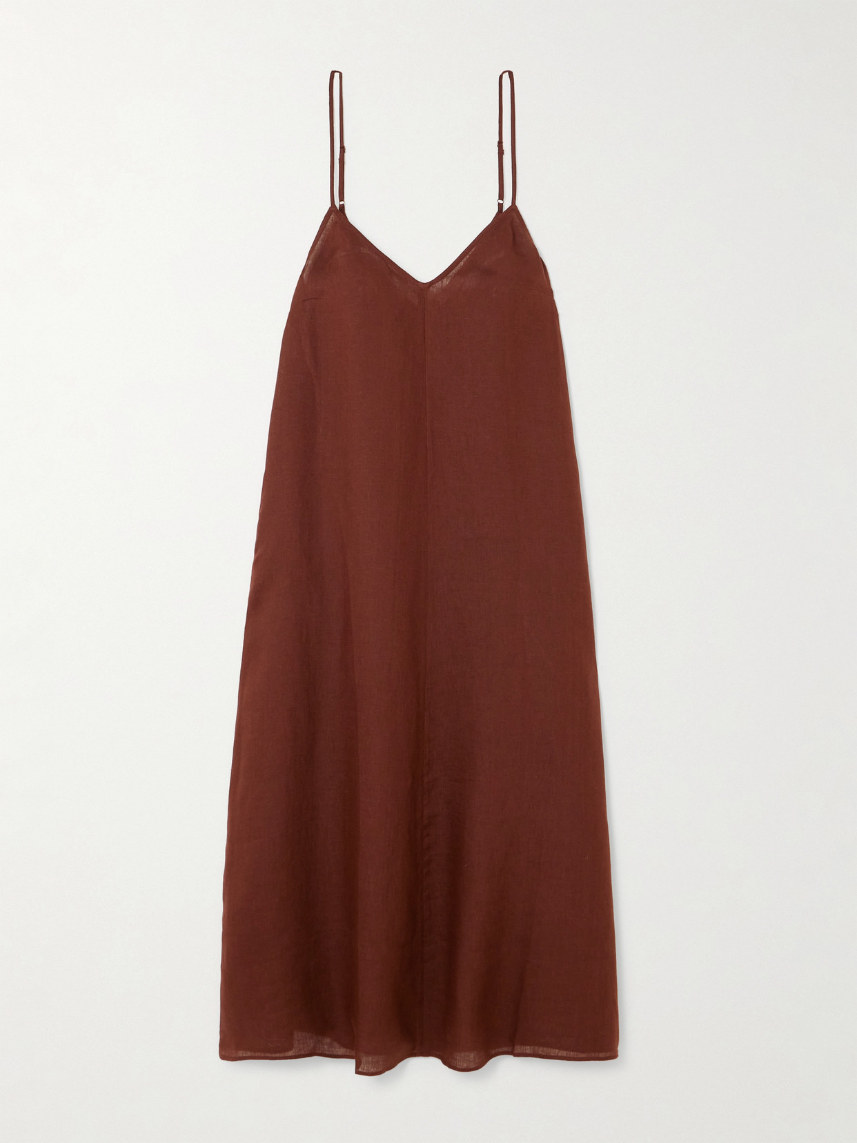Eres L'intemporel Snob Linen Midi Dress In Brown