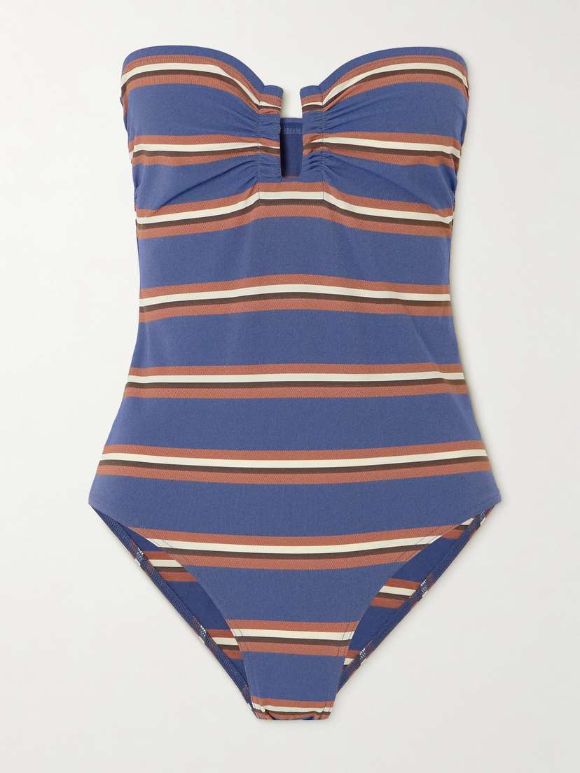 Eres Marinière Amiral Striped Strapless Jacquard Swimsuit