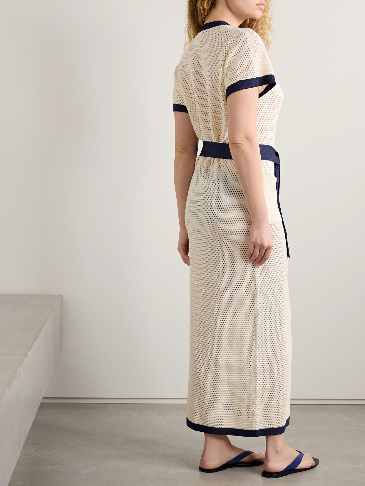Eres Draped Dress With Pockets And Tie In Ecru
