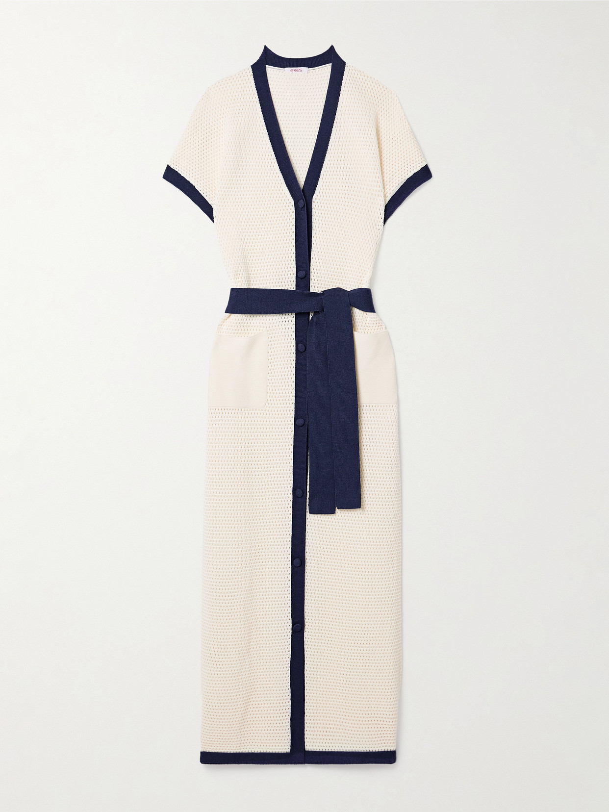 Eres Draped Dress With Pockets And Tie In Ecru