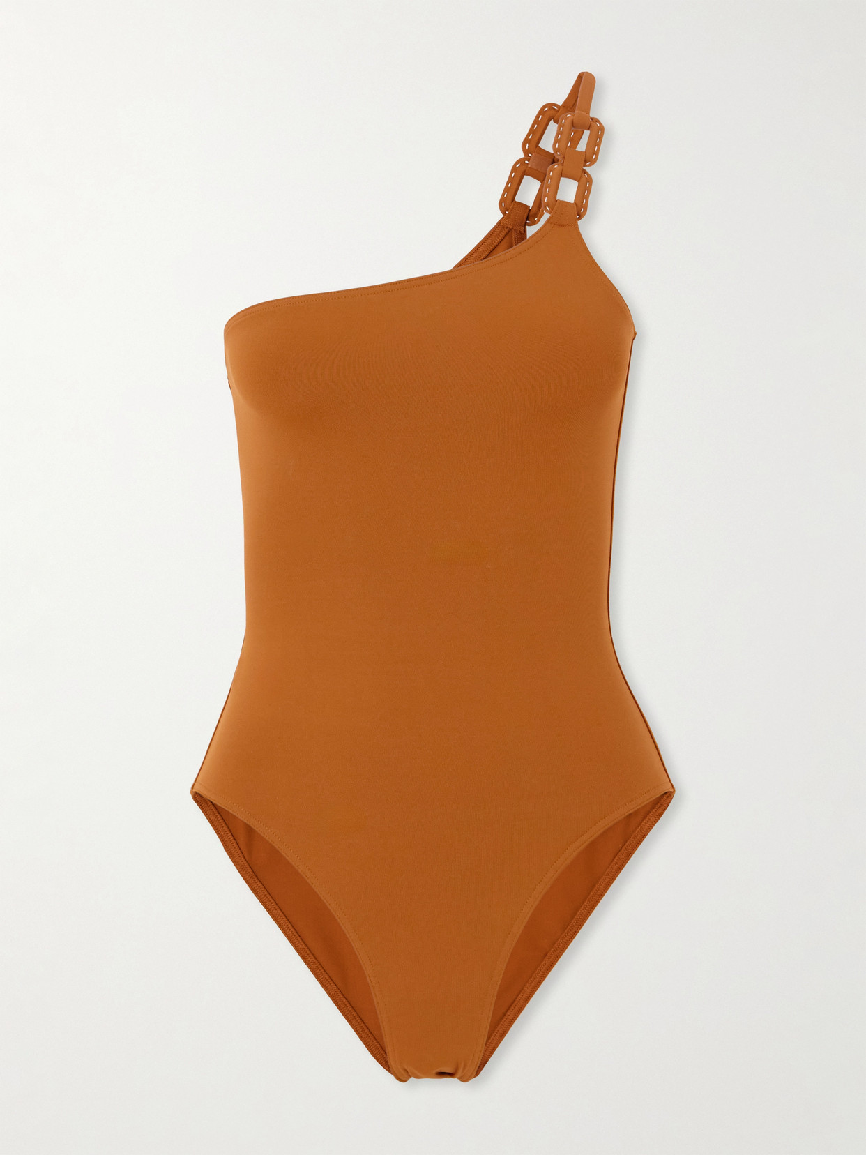 Eres Ancre Plaisance One-shoulder Embellished Swimsuit In Brown