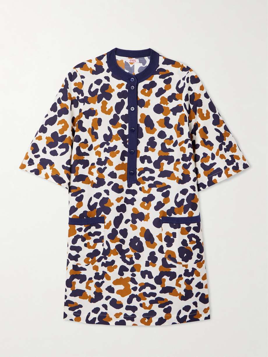 coquillage marée printed cotton and silk-blend twill coverup