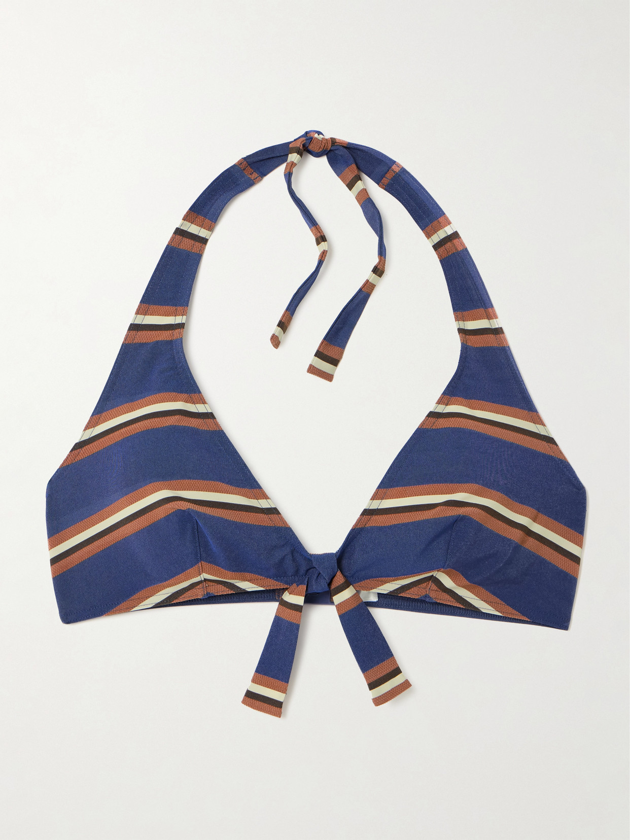Eres Cap Striped Halterneck Bikini Top In Blue