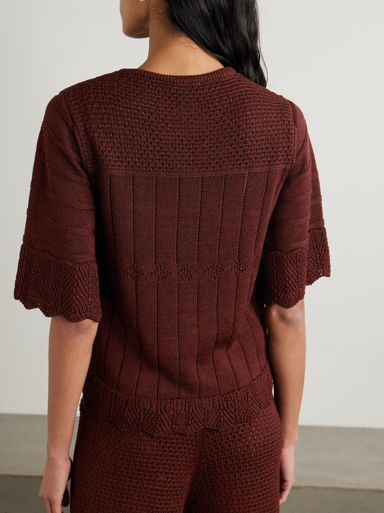 Chimère Reverie Open-Knit Cotton-Blend Top