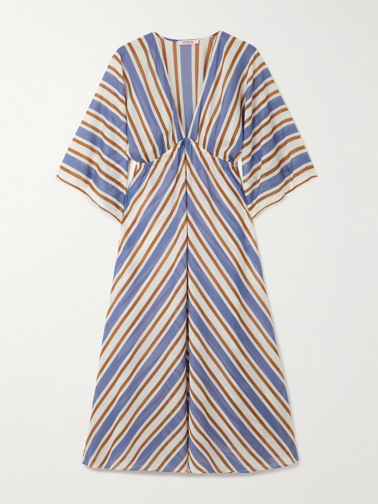 Shop Eres Sailor Summer Striped Cotton-voile Kaftan In Blue
