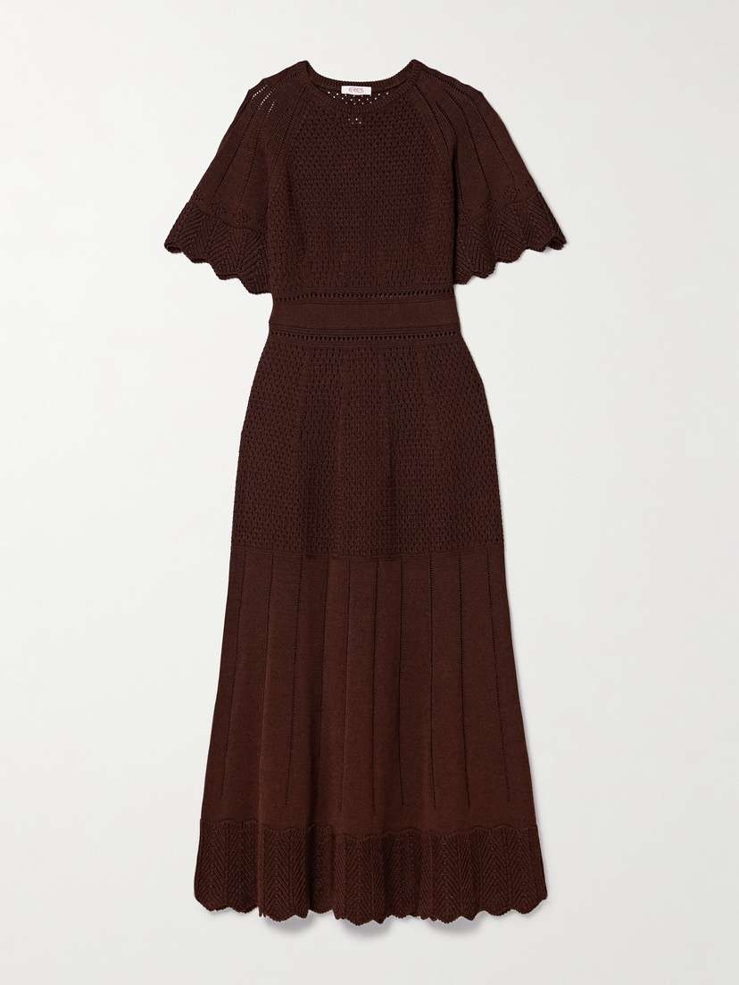 Eres Imaginaire Pointelle-knit Cotton-blend Maxi Dress