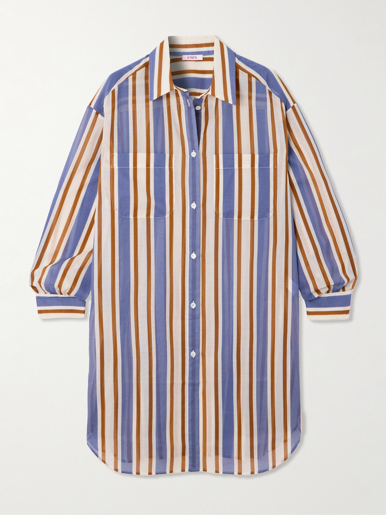 Eres Season Striped Cotton-voile Shirt In Blue
