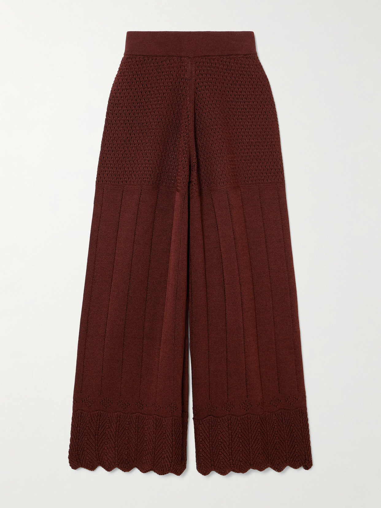 Eres Chimère Récit Open-knit Cotton-blend Wide-leg Pants In Brown